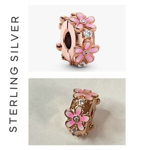 🌟 14K Rose Gold Plated Daisy Spacer Clip Charm